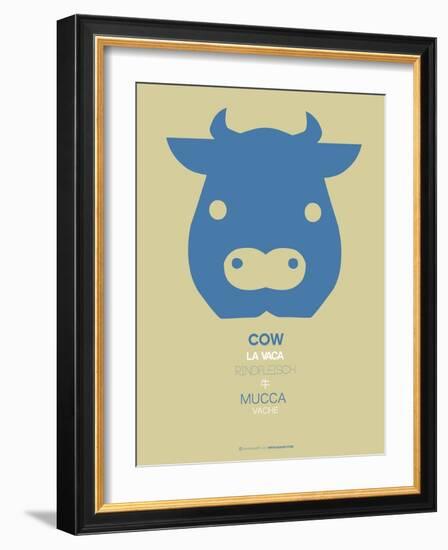 Blue Cow Multilingual Poster-NaxArt-Framed Art Print