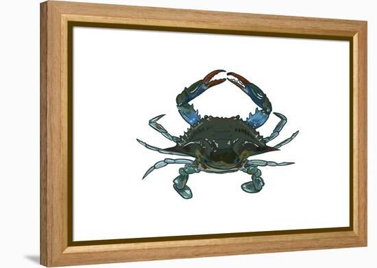 Blue Crab 1 - Icon-Lantern Press-Framed Stretched Canvas