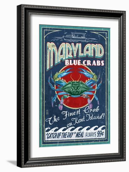 Blue Crabs - Kent Island, Maryland-Lantern Press-Framed Art Print