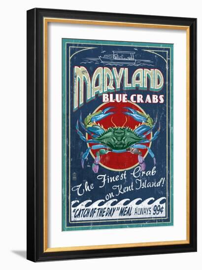 Blue Crabs - Kent Island, Maryland-Lantern Press-Framed Premium Giclee Print