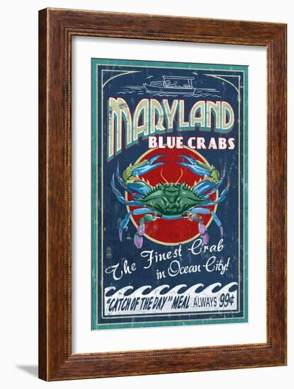 Blue Crabs - Ocean City, Maryland-Lantern Press-Framed Premium Giclee Print