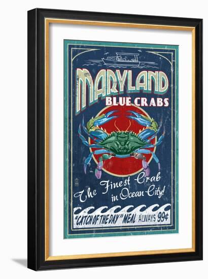 Blue Crabs - Ocean City, Maryland-Lantern Press-Framed Premium Giclee Print