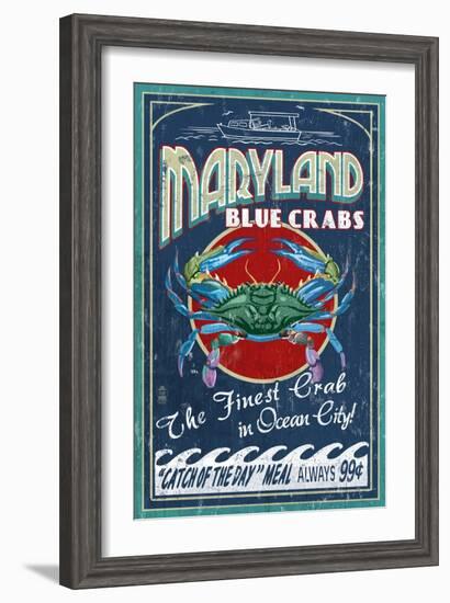 Blue Crabs - Ocean City, Maryland-Lantern Press-Framed Art Print