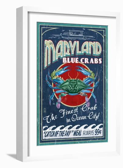 Blue Crabs - Ocean City, Maryland-Lantern Press-Framed Art Print