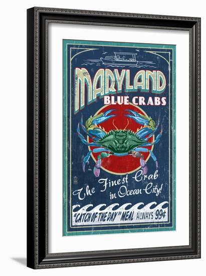 Blue Crabs - Ocean City, Maryland-Lantern Press-Framed Art Print