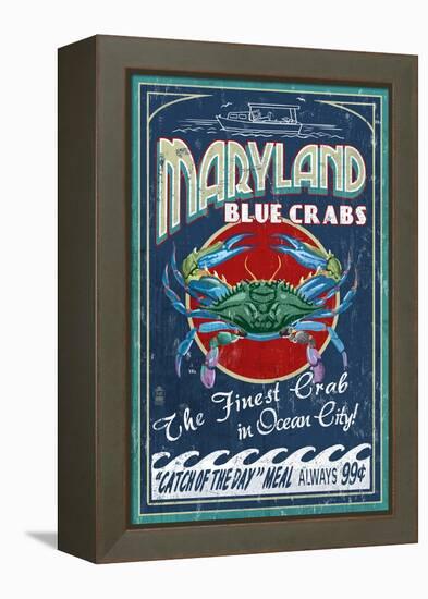 Blue Crabs - Ocean City, Maryland-Lantern Press-Framed Stretched Canvas