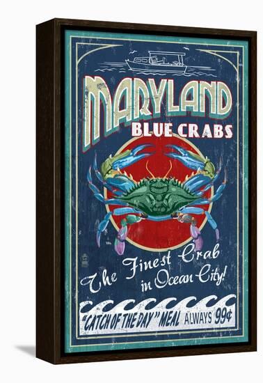 Blue Crabs - Ocean City, Maryland-Lantern Press-Framed Stretched Canvas