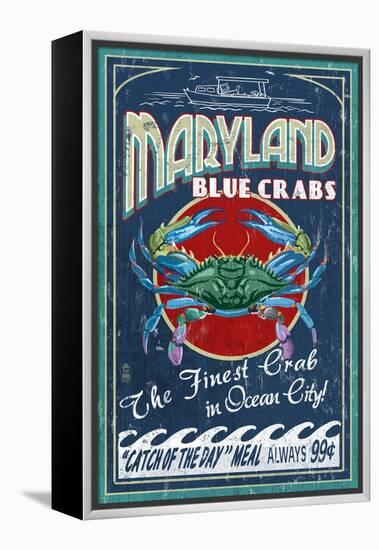 Blue Crabs - Ocean City, Maryland-Lantern Press-Framed Stretched Canvas