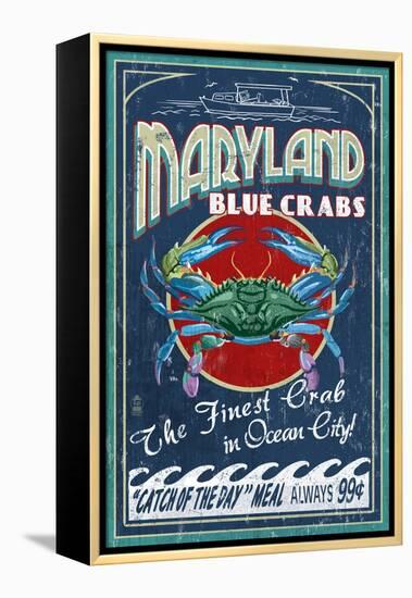 Blue Crabs - Ocean City, Maryland-Lantern Press-Framed Stretched Canvas