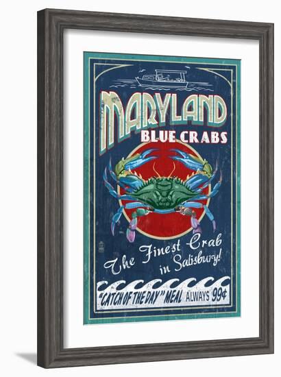 Blue Crabs - Salisbury, Maryland-Lantern Press-Framed Art Print