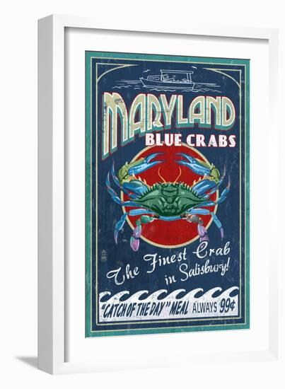 Blue Crabs - Salisbury, Maryland-Lantern Press-Framed Art Print