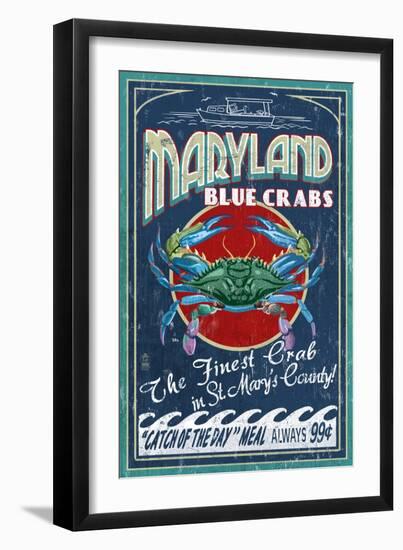 Blue Crabs - St Mary's County, Maryland-Lantern Press-Framed Art Print