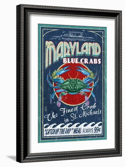 Blue Crabs - St. Michaels, Maryland-Lantern Press-Framed Art Print