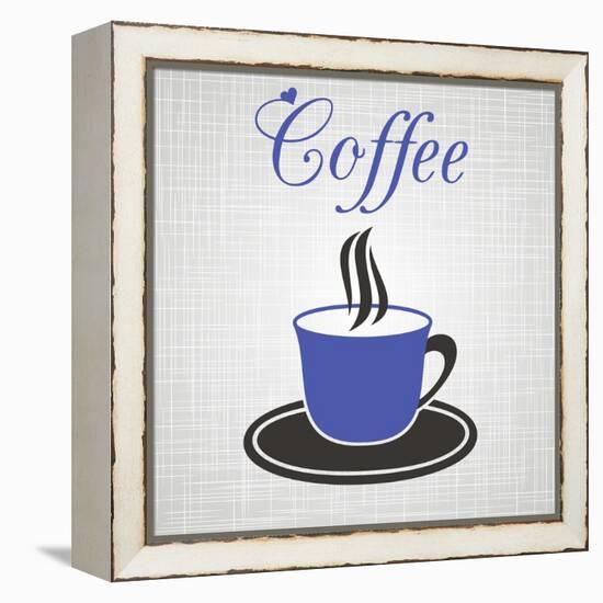 Blue Cup Of Coffee-blumer-Framed Stretched Canvas