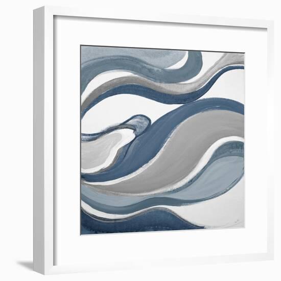 Blue Curves Abstract Square-Lanie Loreth-Framed Art Print