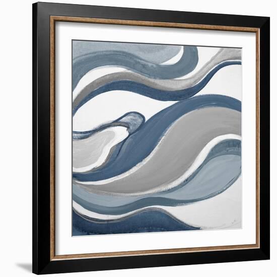Blue Curves Abstract Square-Lanie Loreth-Framed Art Print