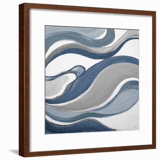 Blue Curves Abstract Square-Lanie Loreth-Framed Art Print