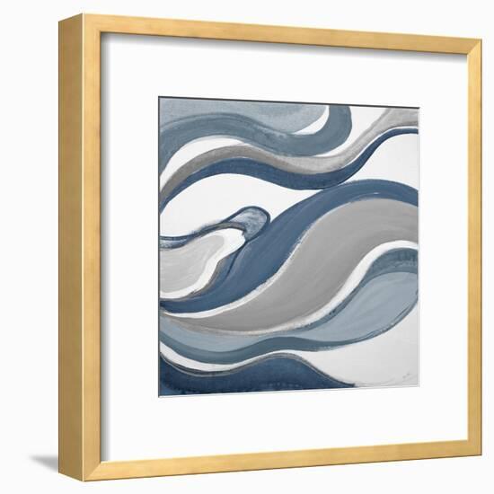 Blue Curves Abstract Square-Lanie Loreth-Framed Art Print