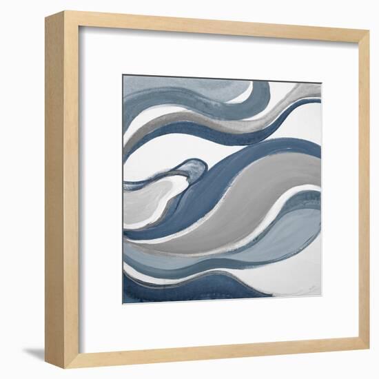 Blue Curves Abstract Square-Lanie Loreth-Framed Art Print