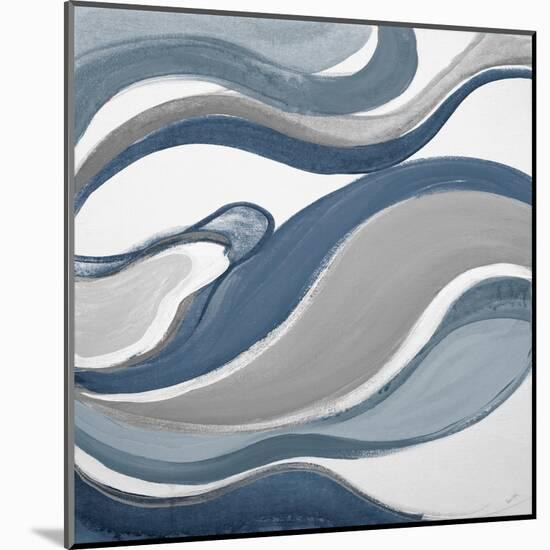 Blue Curves Abstract Square-Lanie Loreth-Mounted Art Print