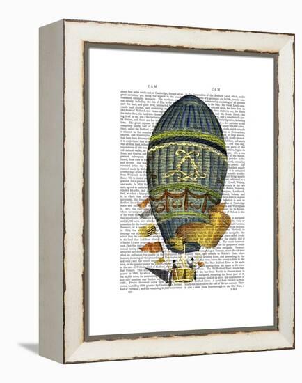 Blue Cylindrical Hot Air Balloon-Fab Funky-Framed Stretched Canvas