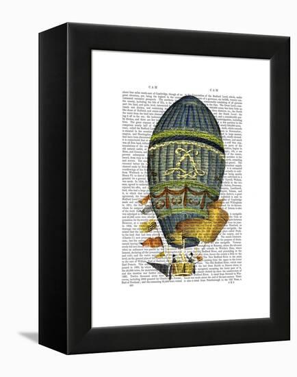 Blue Cylindrical Hot Air Balloon-Fab Funky-Framed Stretched Canvas