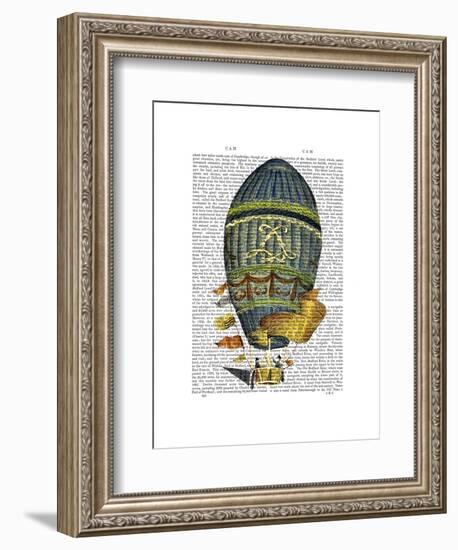 Blue Cylindrical Hot Air Balloon-Fab Funky-Framed Art Print