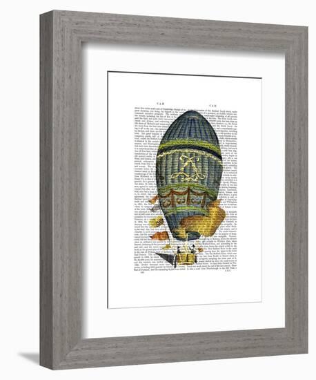 Blue Cylindrical Hot Air Balloon-Fab Funky-Framed Art Print