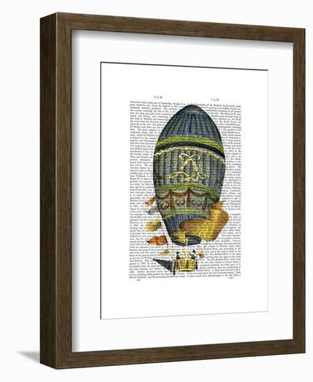 Blue Cylindrical Hot Air Balloon-Fab Funky-Framed Art Print