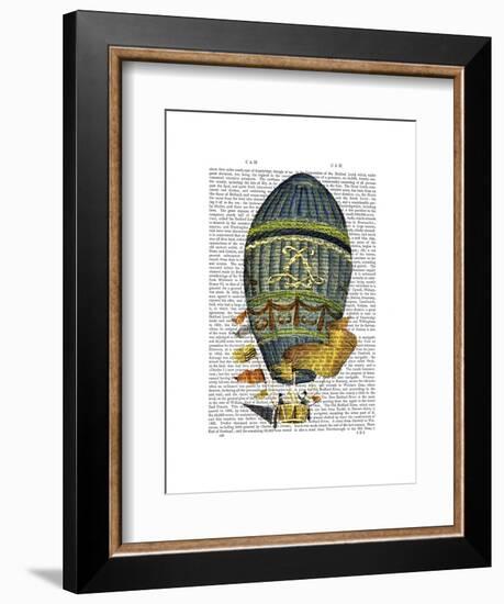 Blue Cylindrical Hot Air Balloon-Fab Funky-Framed Art Print