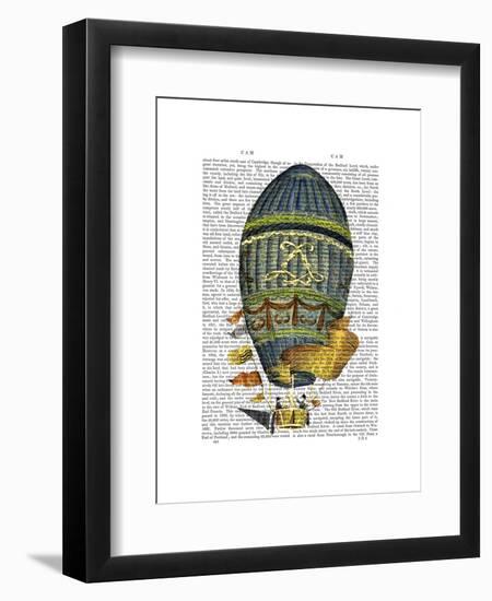 Blue Cylindrical Hot Air Balloon-Fab Funky-Framed Art Print