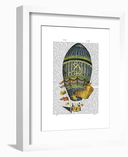 Blue Cylindrical Hot Air Balloon-Fab Funky-Framed Art Print