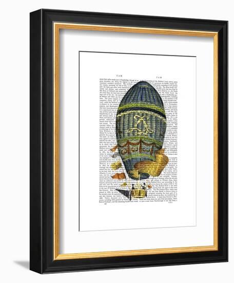 Blue Cylindrical Hot Air Balloon-Fab Funky-Framed Art Print