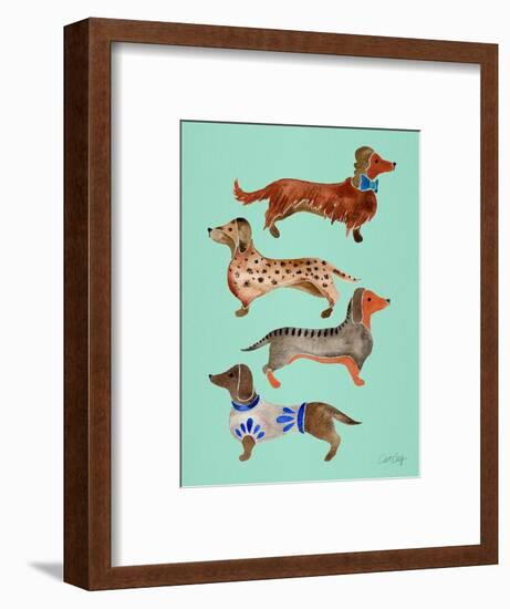 Blue Dachshunds-Cat Coquillette-Framed Art Print