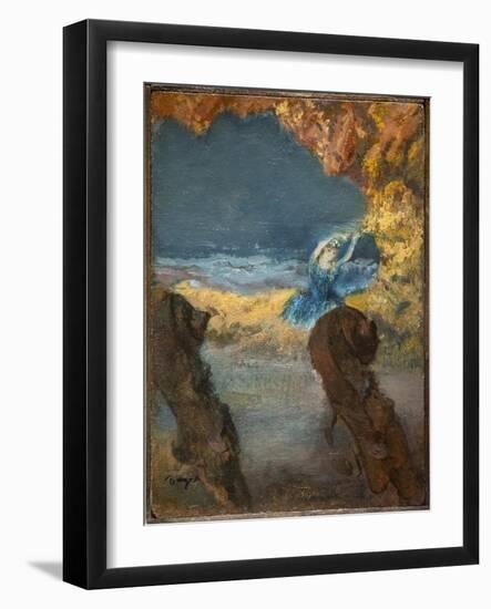 Blue dancer and double bass. 1891. Oil on wood-Edgar Degas-Framed Giclee Print