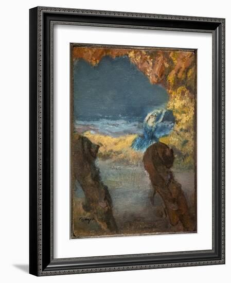 Blue dancer and double bass. 1891. Oil on wood-Edgar Degas-Framed Giclee Print