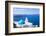 Blue Dome and Bell Tower Above Aegean Sea-Neale Clark-Framed Photographic Print