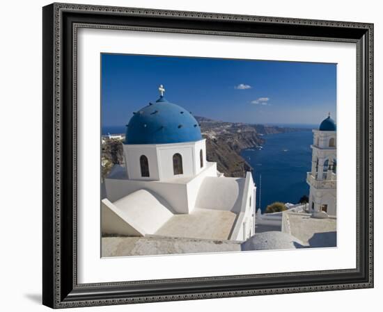 Blue Domed Church, Imerovigli, Santorini, Greece-Darrell Gulin-Framed Photographic Print