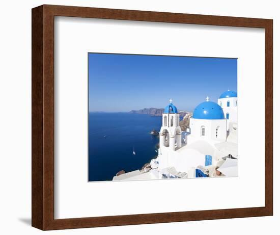 Blue Domed Churches in the Village of Oia, Santorini (Thira), Cyclades Islands, Aegean Sea, Greece-Gavin Hellier-Framed Photographic Print