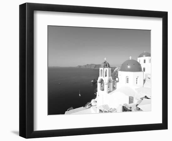 Blue Domed Churches in the Village of Oia, Santorini (Thira), Cyclades Islands, Aegean Sea, Greece-Gavin Hellier-Framed Photographic Print