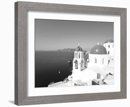 Blue Domed Churches in the Village of Oia, Santorini (Thira), Cyclades Islands, Aegean Sea, Greece-Gavin Hellier-Framed Photographic Print