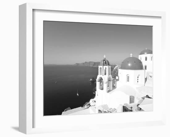 Blue Domed Churches in the Village of Oia, Santorini (Thira), Cyclades Islands, Aegean Sea, Greece-Gavin Hellier-Framed Photographic Print