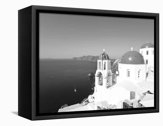 Blue Domed Churches in the Village of Oia, Santorini (Thira), Cyclades Islands, Aegean Sea, Greece-Gavin Hellier-Framed Premier Image Canvas