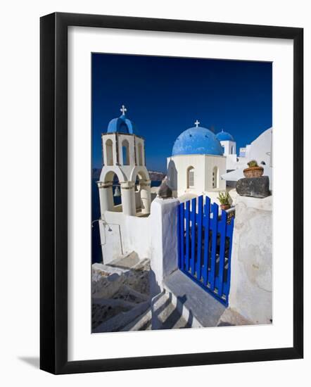 Blue Domed Churches, Oia, Santorini, Greece-Darrell Gulin-Framed Photographic Print