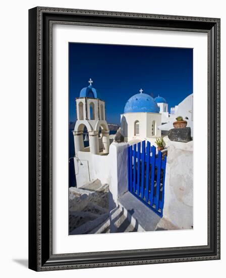 Blue Domed Churches, Oia, Santorini, Greece-Darrell Gulin-Framed Photographic Print