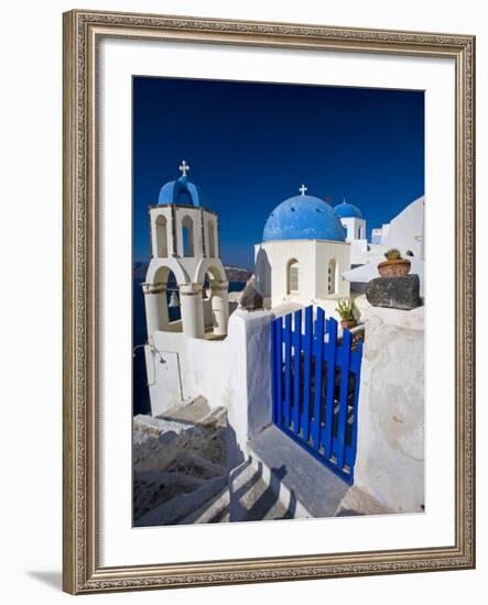 Blue Domed Churches, Oia, Santorini, Greece-Darrell Gulin-Framed Photographic Print