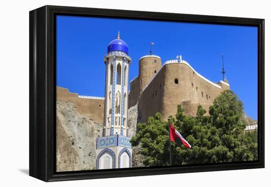 Blue Domed Mosque Minaret, Oman-Eleanor Scriven-Framed Premier Image Canvas