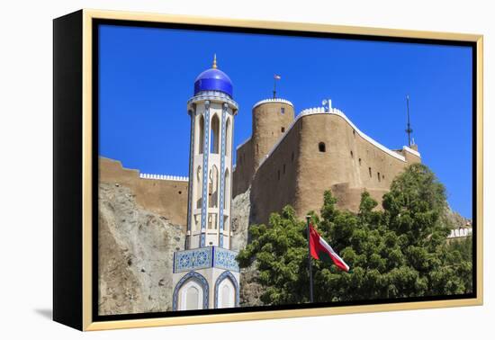 Blue Domed Mosque Minaret, Oman-Eleanor Scriven-Framed Premier Image Canvas