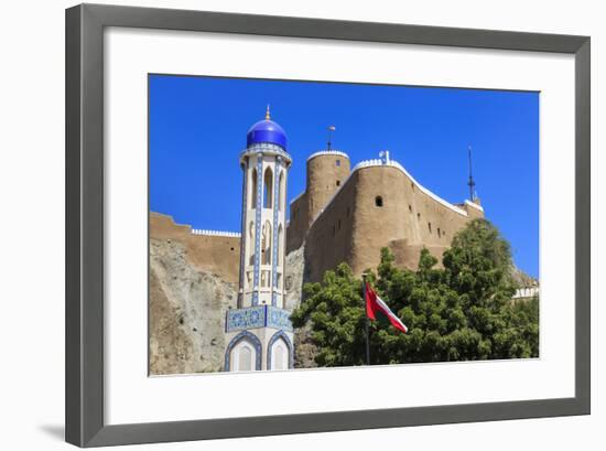 Blue Domed Mosque Minaret, Oman-Eleanor Scriven-Framed Photographic Print