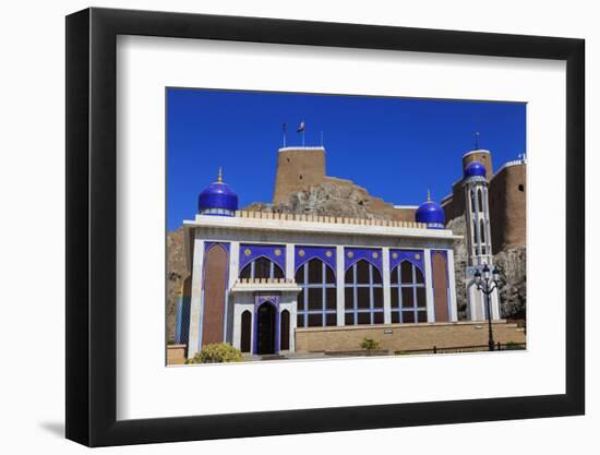 Blue Domed Mosque with Minaret and Al-Mirani Fort, Old Muscat, Oman, Middle East-Eleanor Scriven-Framed Photographic Print